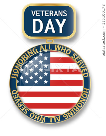 Veterans day medal icon logo, realistic style 135100178