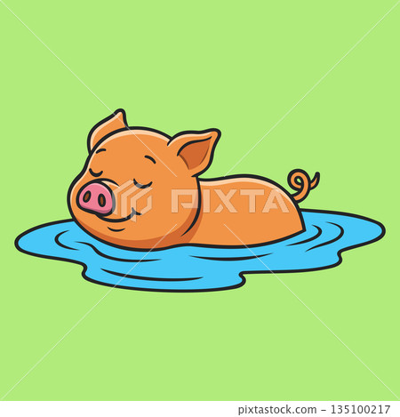 Water Soaking Orange Pig Illustration Character Vector Logo Template Water Soaking Orange Pig Illustration Character Vector Logo Template 135100217
