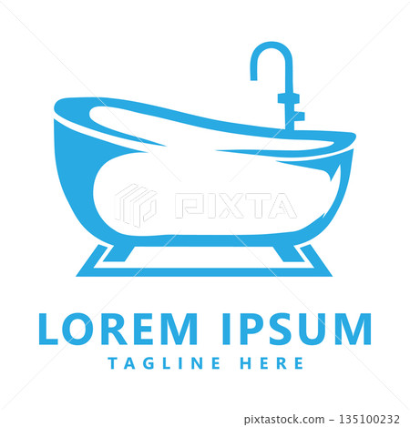 Bathtub Logo Blue Minimal Bathroom Design 135100232