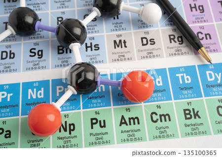 Molecules chemical on a periodic table background. Molecules chemical on a periodic table background. 135100365