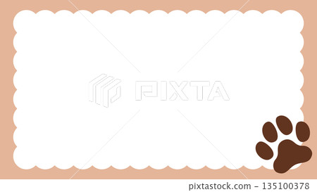 Cute frame of dog paw prints. Text area. Copy space. 135100378
