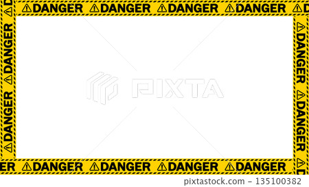 "Danger" warning tape frame. Text area. Copy space. 135100382
