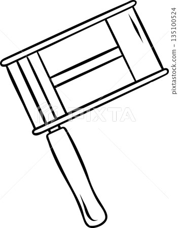 Simple black and white doodle of a carnival rattle. Sketch style icon for Mardi Gras, noisy celebration, party toy, or fanfare Simple black and white doodle of a carnival rattle. Sketch style icon for Mardi Gras, noisy celebration, party toy, or fanfare 135100524