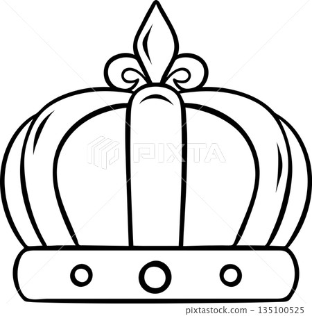 Simple black and white doodle of a royal crown. Sketch style icon for Mardi Gras king, carnival royalty, or victory concept Simple black and white doodle of a royal crown. Sketch style icon for Mardi Gras king, carnival royalty, or victory concept 135100525