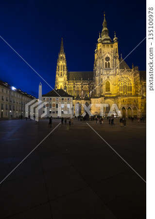 St. Vitus Cathedral in Prague Castle at night St. Vitus Cathedral in Prague Castle at night 135100978