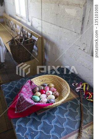 Traditional Czech Easter eggs and pomlazka in Kourim Traditional Czech Easter eggs and pomlazka in Kourim 135101008