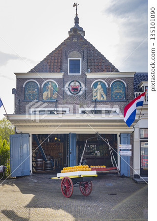 Edam cheese balls cart at historic Waag building 135101090