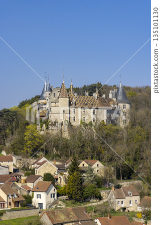 Chateau de La Rochepot and village in Bourgogne Franche Comte 135101130