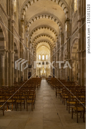 Vezelay Basilica Sainte Marie Madeleine nave, Romanesque architecture Vezelay Basilica Sainte Marie Madeleine nave, Romanesque architecture 135101328