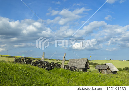 Traditional wooden structures recreating an ancient settlement in Strba Traditional wooden structures recreating an ancient settlement in Strba 135101383