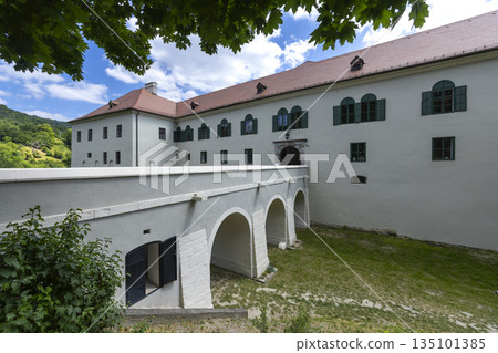 Modry Kamen castle wall and bridge in Slovakia Modry Kamen castle wall and bridge in Slovakia 135101385