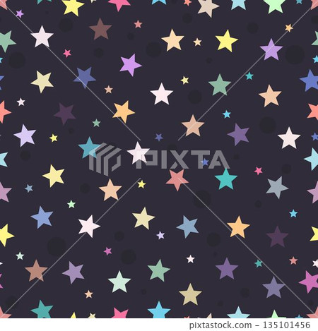 Colorful Seamless Star Pattern On Dark Background 135101456