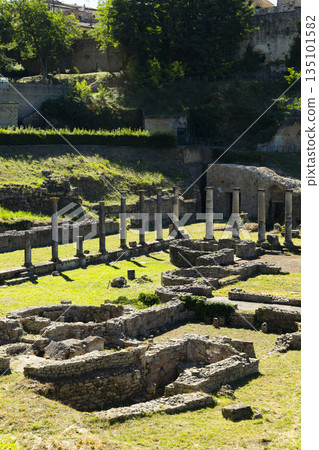 Roman theater ruins standing in Volterra, TUSCANY, Italy 135101582