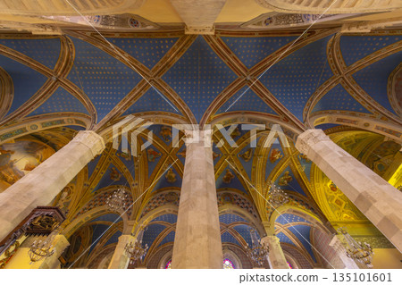 Vaulted ceiling of Ascoli Piceno cathedral interior 135101601