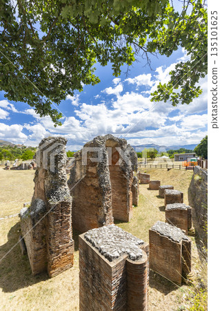 Ancient Roman ruins of Amiternum in Pizzoli, Abruzzo, Italy 135101625