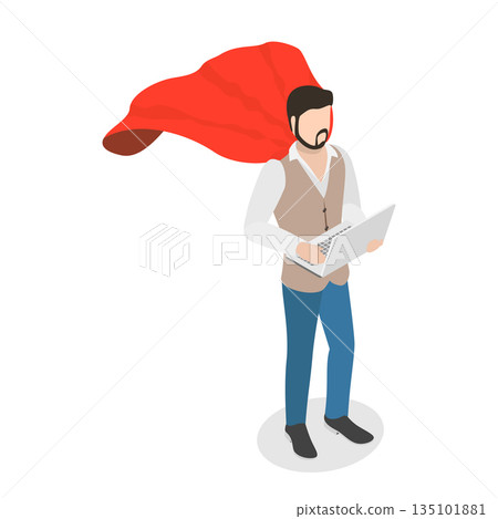 3D Isometric Flat Vector Set of Hero Persons, Superhero Business Persons Various Poses. Item 6 3D Isometric Flat Vector Set of Hero Persons, Superhero Business Persons Various Poses. Item 6 135101881
