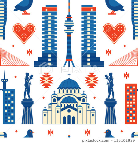 Belgrade Pattern Landmarks and Symbols of Culture 135101959