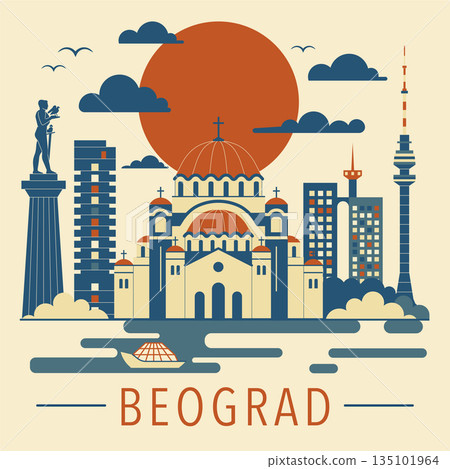 Travel Belgrade Scene with City Landmarks Travel Belgrade Scene with City Landmarks 135101964