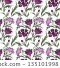 Floral vintage seamless pattern for retro wallpapers. Vintage Flowers in pink colors. Flower Garden by William Morris. For fabric. 135101998