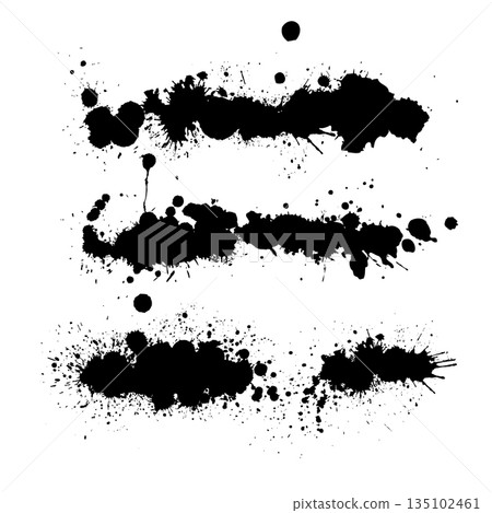 Set of blots. Black blot isolated on white background. Hand drawn. Not AI, vector illustration. 135102461