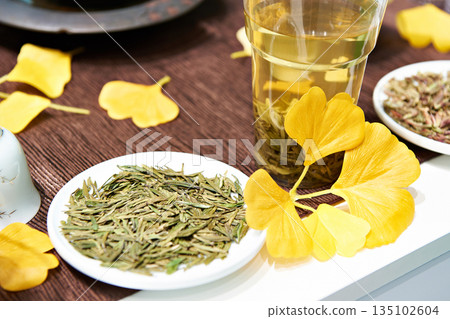 Green tea at exhibition Green tea at exhibition 135102604