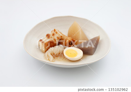 Oden assortment white background Oden assortment white background 135102962