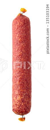 Smoked sausage isolated on white. Smoked sausage isolated on white. 135103194