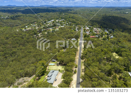 Drone photograph of Lalor Drive and houses in Springwood in the Blue Mountains 135103273