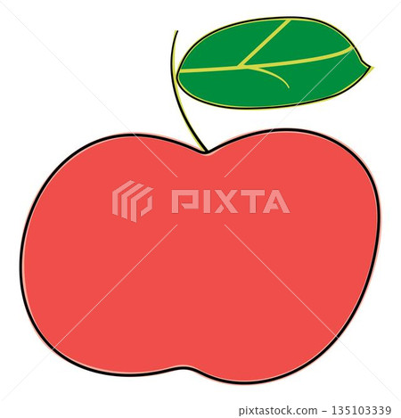 red apple with leaf doodle illustration 135103339