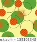 Abstract seamless pattern with overlapping circles with dots and outline 135103348