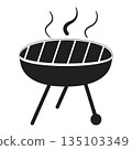 Barbecue grill icon on white background 135103349