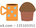 Cup of coffe and a cookie illustration 135103351