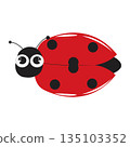 Cute ladybug with huge eyes cartoon 135103352