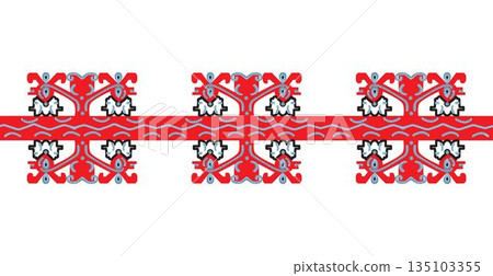 Flower embroidery line with ethnic motif Flower embroidery line with ethnic motif 135103355