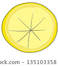 Lemon slice outlined isolated on white background 135103358