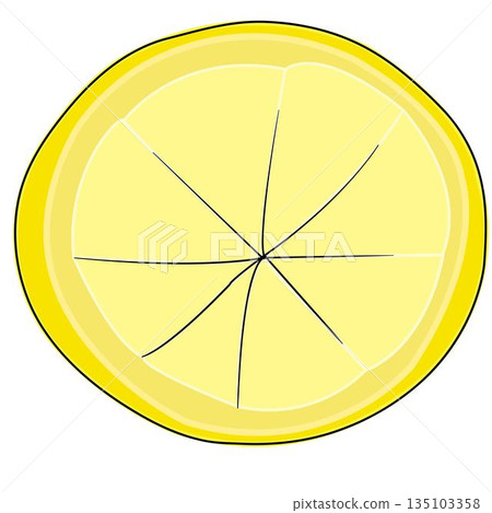 Lemon slice outlined isolated on white background Lemon slice outlined isolated on white background 135103358