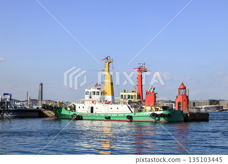 The tugboat fleet on service at Moji port in Kitakyushu, Japan. 135103445