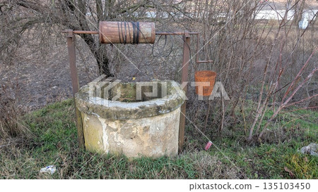 Abandoned Countryside Structure Still Visible, Forgotten Village Relics Linger In Peaceful Silence 135103450