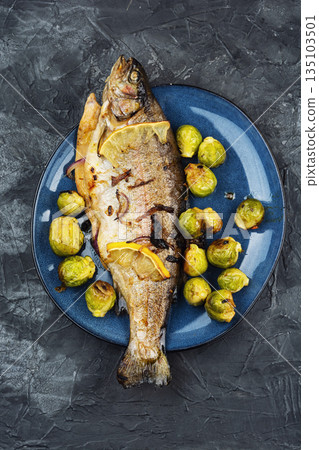 Rainbow trout baked. 135103501