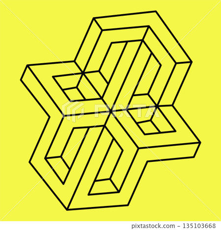 Impossible object, line geometric shape. Optical illusion. Op art. Impossible object, line geometric shape. Optical illusion. Op art. 135103668