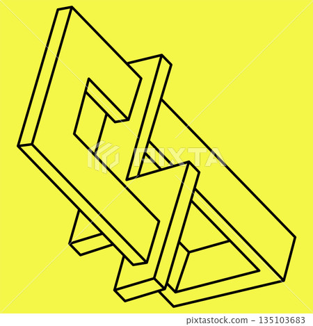 Impossible shape. Sacred geometry figure. Optical illusion object. Line art. Impossible shape. Sacred geometry figure. Optical illusion object. Line art. 135103683