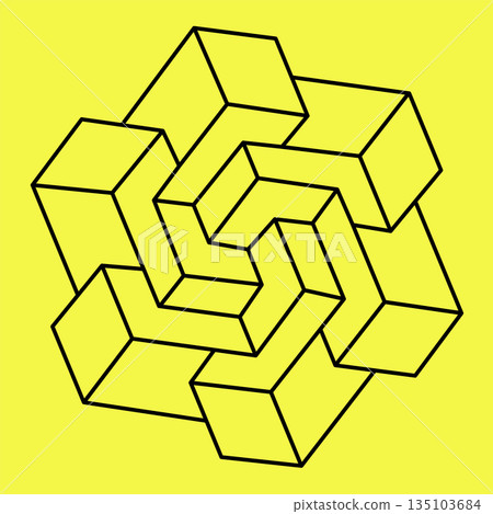 Geometry. Impossible shape. Optical illusion. Geometry. Impossible shape. Optical illusion. 135103684