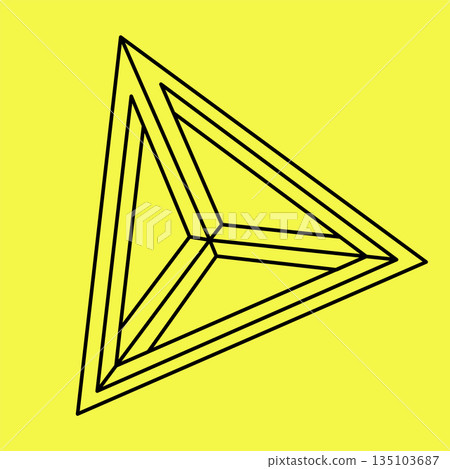 Optical illusion, impossible triangle, vector illustration. Optical illusion, impossible triangle, vector illustration. 135103687