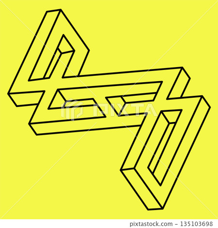 Impossible shape. Sacred geometry. Optical illusion. Impossible endless outline object. Impossible shape. Sacred geometry. Optical illusion. Impossible endless outline object. 135103698