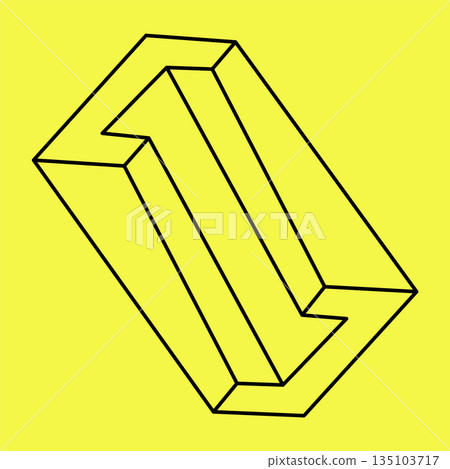Impossible shape line art. Optical illusion. Endless shape. Abstract infinite geometric object. Impossible eternal figure. Isolated on a yellow background. Impossible shape line art. Optical illusion. Endless shape. Abstract infinite geometric object. Impossible eternal figure. Isolated on a yellow background. 135103717
