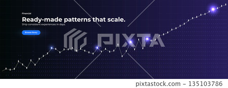 Financial Growth, Fintech Analytics, Rise Profit, Business Up Chart, Stock Candle, Development Invest, New Year Sale Plan, Company Benefit Money Visual Graphic for Presentation. Vector Illustration Financial Growth, Fintech Analytics, Rise Profit, Business Up Chart, Stock Candle, Development Invest, New Year Sale Plan, Company Benefit Money Visual Graphic for Presentation. Vector Illustration 135103786