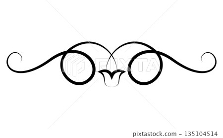 Flourish calligraphic design element. Page decoration symbol to embellish your layout. Linear of vintage swirl Flourish calligraphic design element. Page decoration symbol to embellish your layout. Linear of vintage swirl 135104514