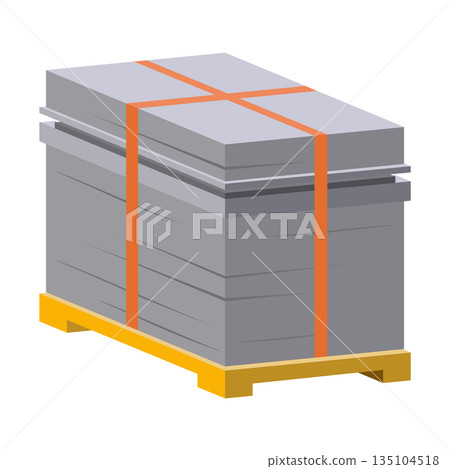 Stacked concrete blocks banded on pallet ready for delivery to construction site, plastic strap and pallet base visible, logistics ready, masonry stock for builders Stacked concrete blocks banded on pallet ready for delivery to construction site, plastic strap and pallet base visible, logistics ready, masonry stock for builders 135104518