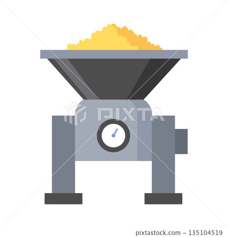 Brewery. Vintage brewing machine concept. Beer making process equipment, machinery symbol suitable for game asset, infographic or book print. Isolated vector illustration Brewery. Vintage brewing machine concept. Beer making process equipment, machinery symbol suitable for game asset, infographic or book print. Isolated vector illustration 135104519
