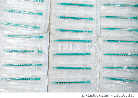 Professional medical and laboratory equipment with multiple disposable syringes. Professional medical and laboratory equipment with multiple disposable syringes. 135105335